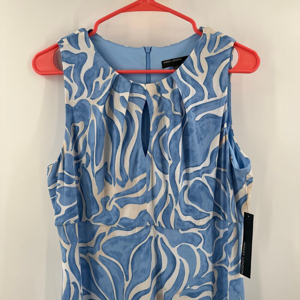 Maggy London Dress Women's SZ 10 NWT Maxi Blue Empire Waist Sleeveless Keyhole - Picture 8 of 16